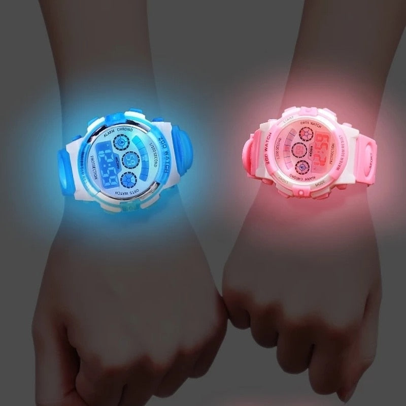 Children's electronic watches color luminous dial life waterproof multi-function luminous alarm clocks watch for boys and girls