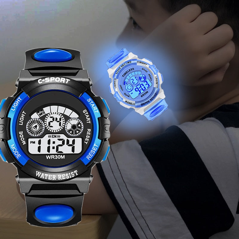 Children's electronic watches color luminous dial life waterproof multi-function luminous alarm clocks watch for boys and girls