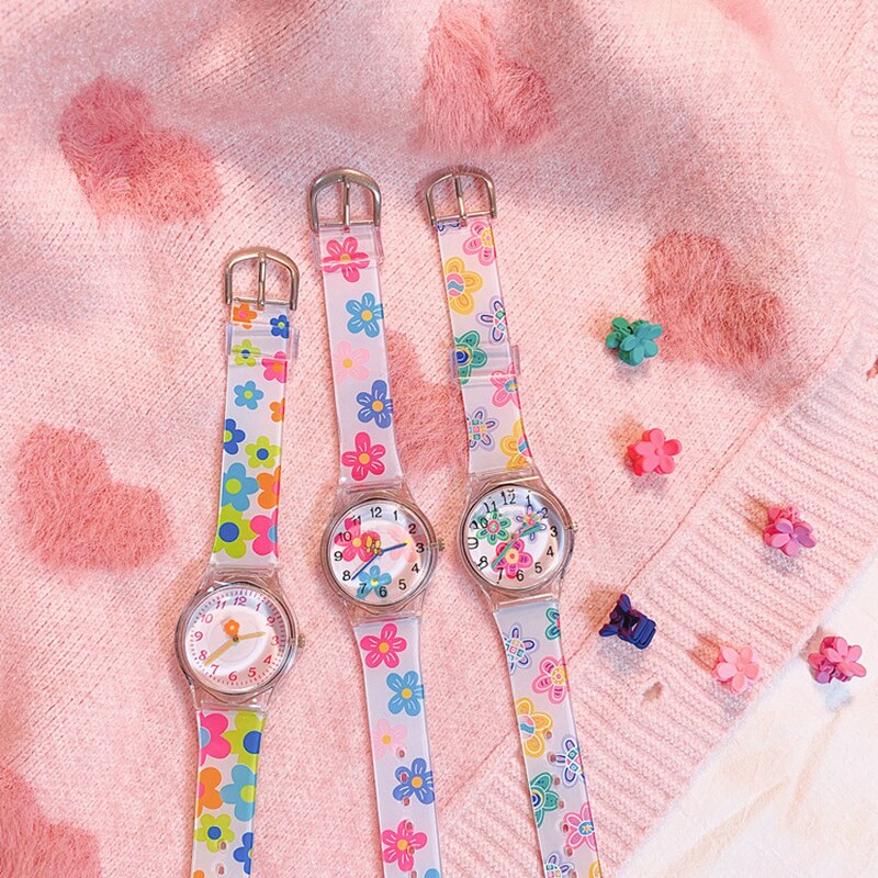 Cartoon Children Watch Girl Student Waterproof Silicone Cute Flowers Watches Quartz Clock Kids Quartz Analog Wrist Watch Gift